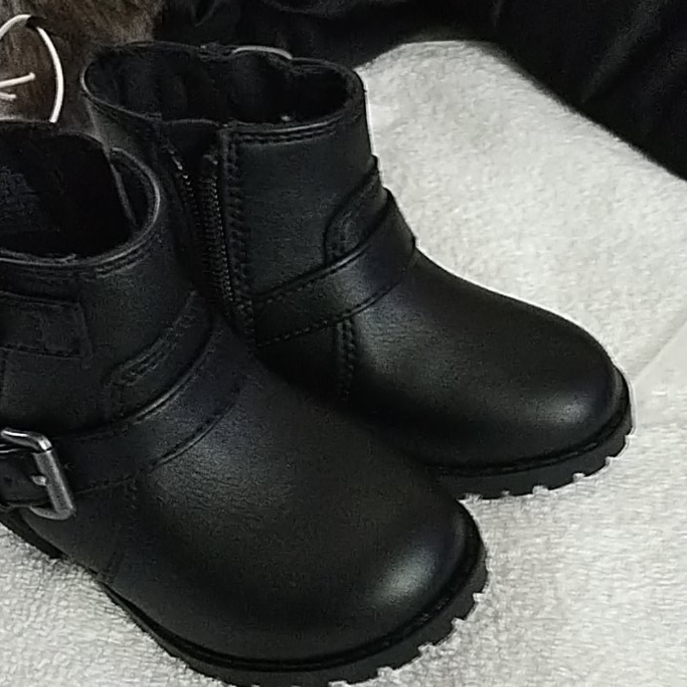 Kids black leather boots